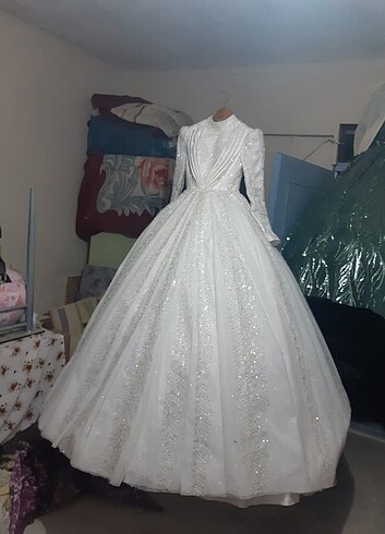 Beyaz prenses model gelinlik  - Görsel 3