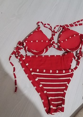 2 adet Kırmızı Örgü Bohem Bikini Takımı - Görsel 8