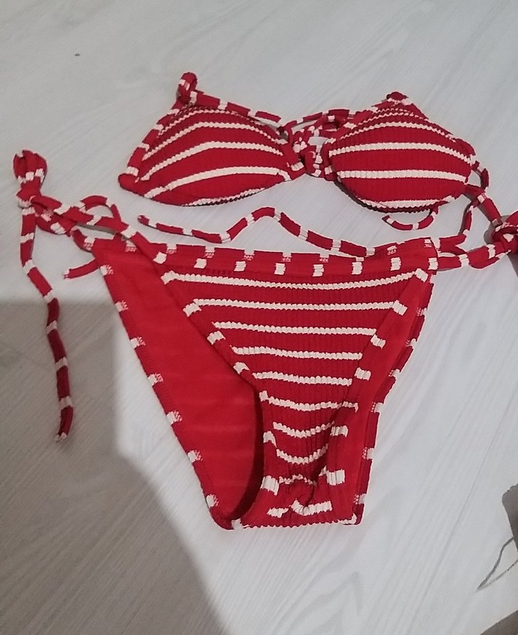 2 adet Kırmızı Örgü Bohem Bikini Takımı - Görsel 3