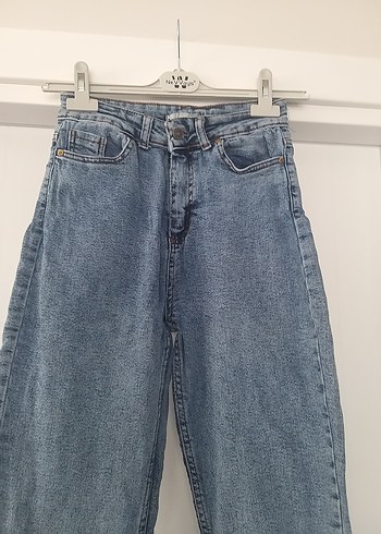 Gri Mavi Salaş Midi Kadın Kot Pantolon arka kısım yırtık