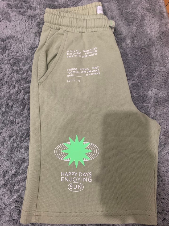 Erkek Pastel Yeşil Baskılı Rahat Şort - Görsel 4