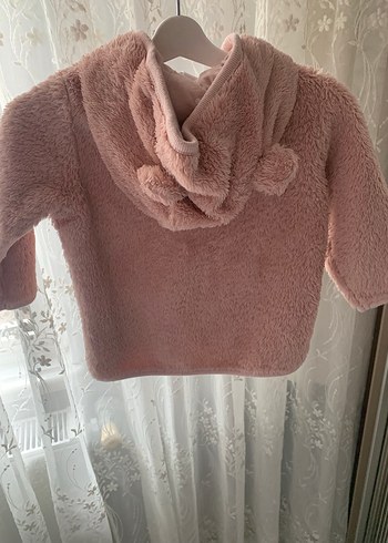 Kız Çocuk Pembe Kapüşonlu Kürklü Mont - Görsel 4