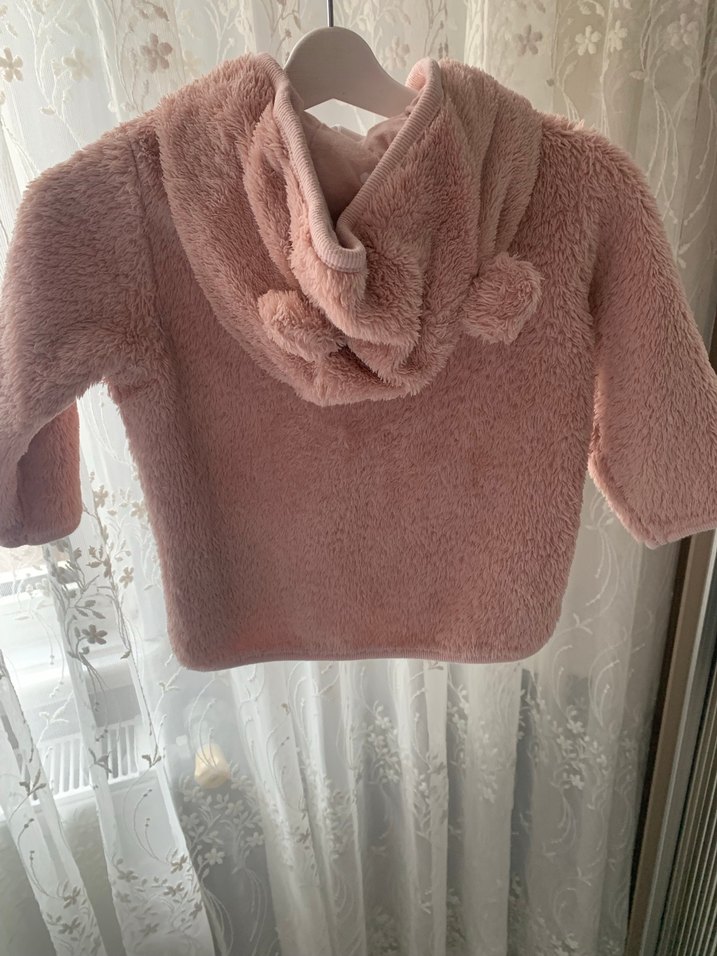 Kız Çocuk Pembe Kapüşonlu Kürklü Mont - Görsel 4