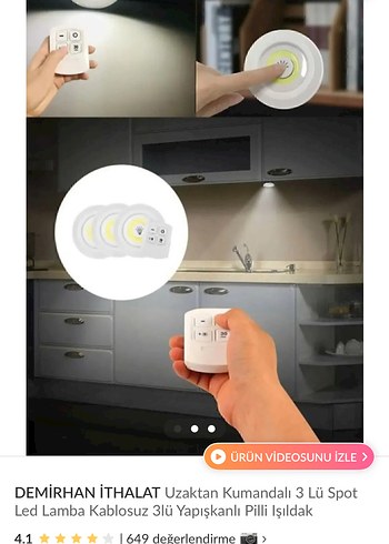 Beden Uzaktan Kumandalı Beyaz LED Spot Lamba