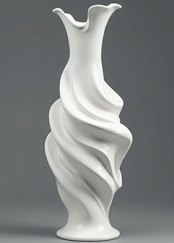Beyaz Dalgalı Vazo 20cm