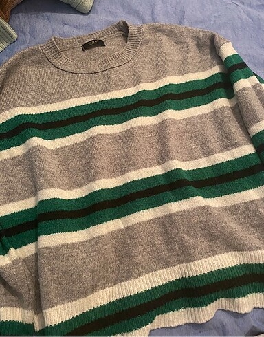 Çizgili rahat kazak - Görsel 2