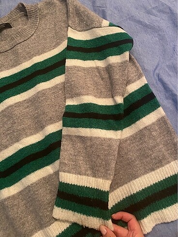 Çizgili rahat kazak - Görsel 3