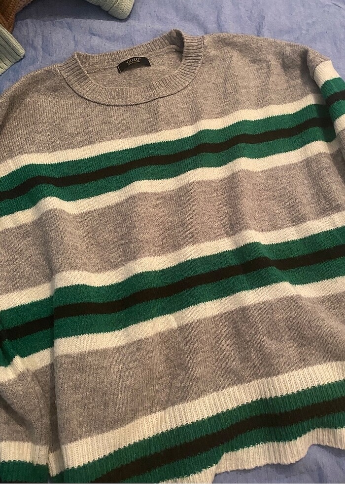 Çizgili rahat kazak - Görsel 2