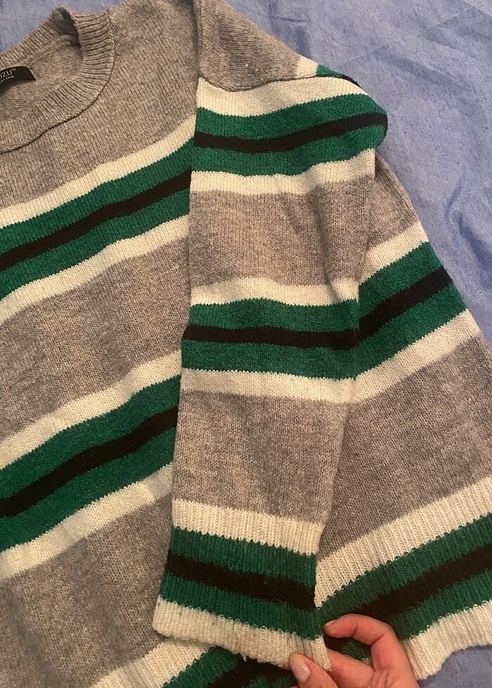 Çizgili rahat kazak - Görsel 3