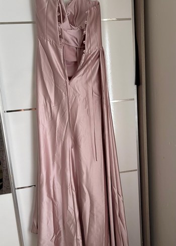 Pudra Pembe Drapeli Uzun Abiye Elbise - Görsel 2