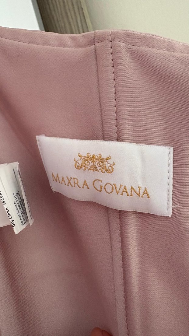 Pudra Pembe Drapeli Uzun Abiye Elbise - Görsel 4