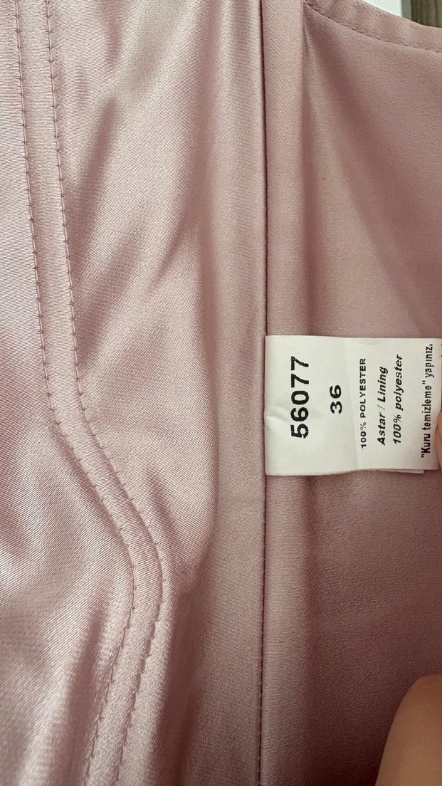 Pudra Pembe Drapeli Uzun Abiye Elbise - Görsel 3