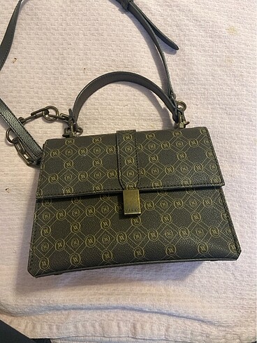 Vakko Beige Monogram Deri Çanta
