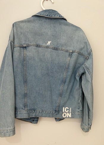 m Beden mavi Renk Düğmeli Mavi Oversize Denim Ceket