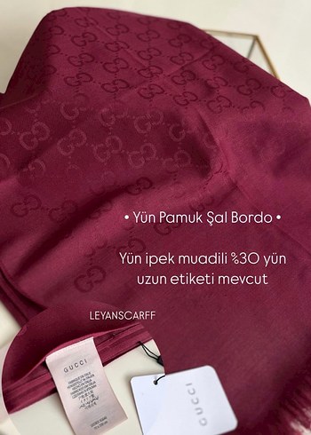 Gucci Yün Pamuk Şal Bordo