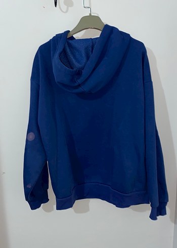 Mavi Kapüşonlu Kadın Sweatshirt - Görsel 3