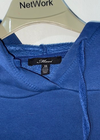 Mavi Kapüşonlu Kadın Sweatshirt - Görsel 2