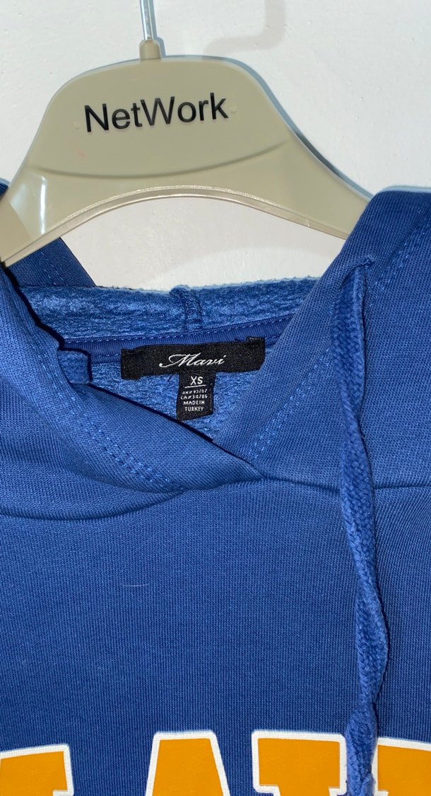 Mavi Kapüşonlu Kadın Sweatshirt - Görsel 2