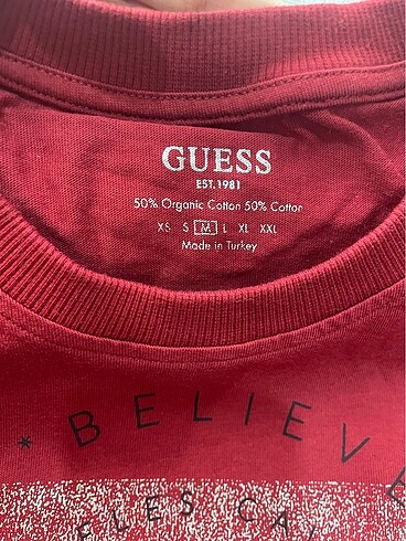 Guess Guess orjinal bordo tişört