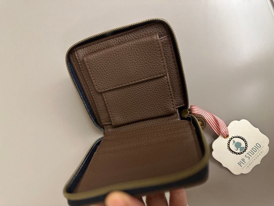 Kadın Mavi Nakışlı Deri Cüzdan - Görsel 2