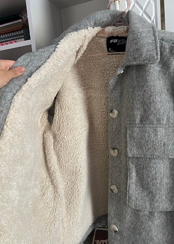 Gri Midi Düğmeli Oversize Kadın Kaban - Görsel 3