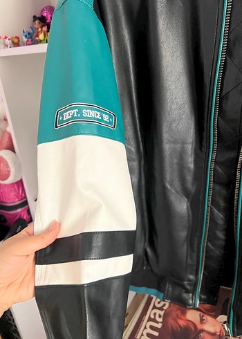 Siyah Deri Oversize Ceket - Görsel 5