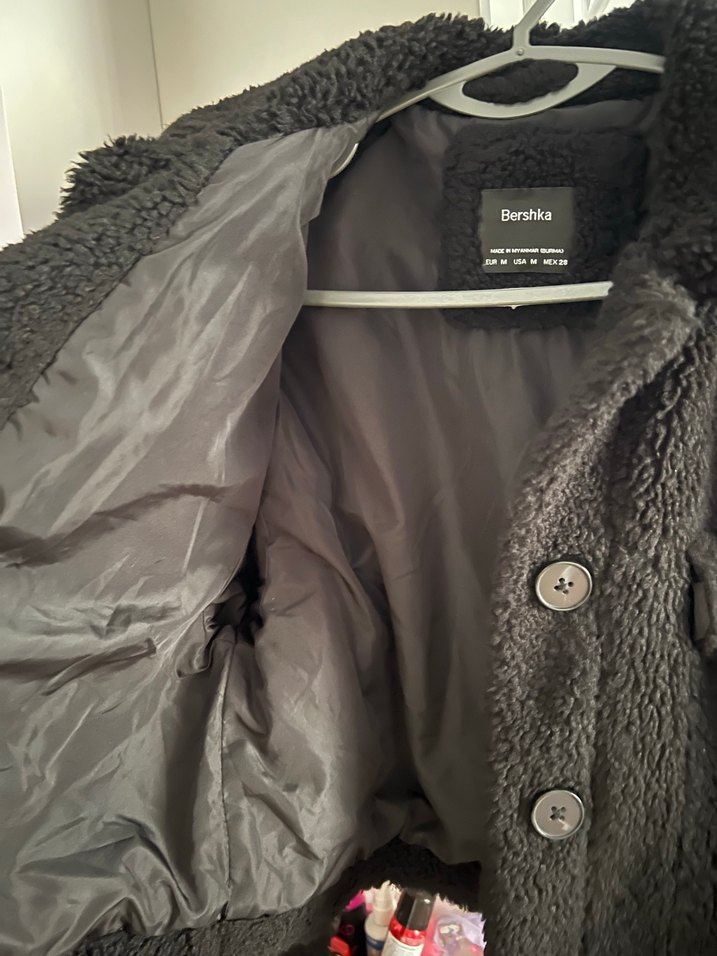 Siyah peluş mont - Görsel 2