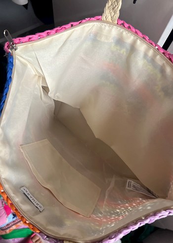 Renkli hasır plaj çantası - Görsel 3