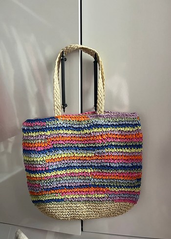 Renkli hasır plaj çantası - Görsel 2
