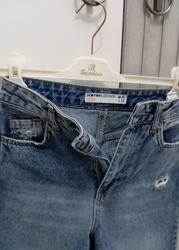 xs Beden Gevşek Kesim Yırtık Midi Kot Pantolon