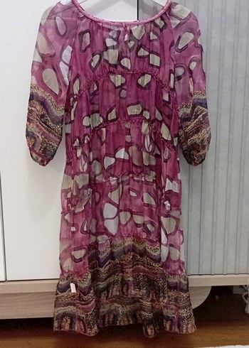 38 Beden pembe Renk Pembe Bohem Uzun Hamile Tunik