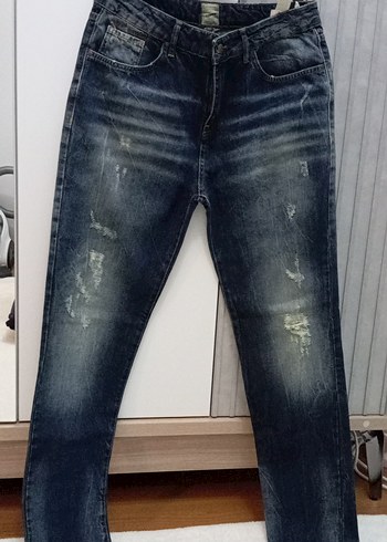 Erkek Lacivert Bol Kesim Denim Jean