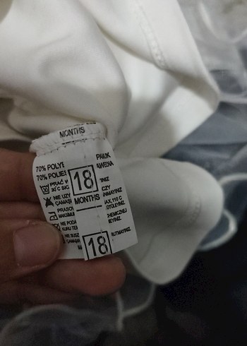 6-9 Ay Beden Kız Çocuk Beyaz Uzun Kollu Fırfırlı Elbise