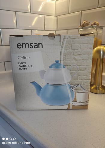 Emsan Celine Mavi Emaye Çaydanlık Takımı