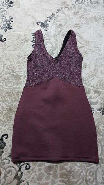 Bordo rengi mini elbise