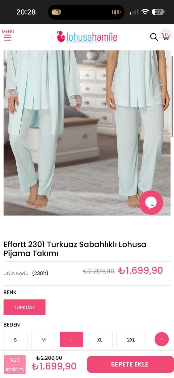 Turkuaz Kadın Midi lohusa Takımı - Görsel 2