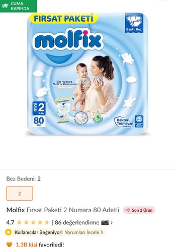 Molfix 2 Beden: 3-6 kg