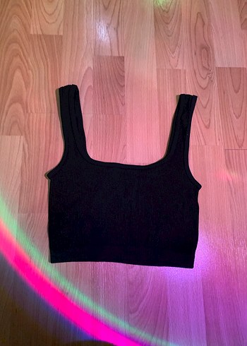 BERSHKA Siyah Mini Crop Top - Görsel 2