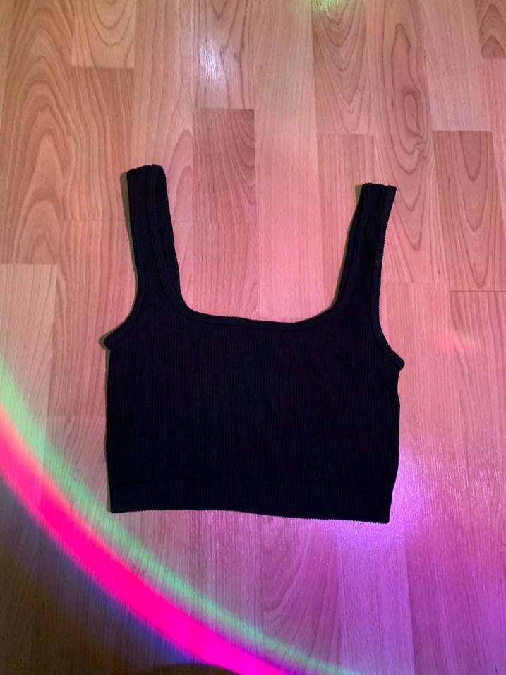 BERSHKA Siyah Mini Crop Top - Görsel 2