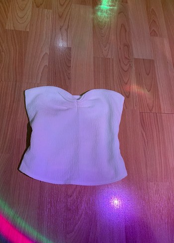 BERSHKA Beyaz Straplez Midi Büstiyer - Görsel 2