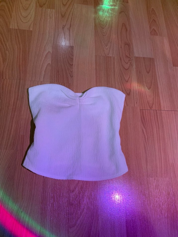 BERSHKA Beyaz Straplez Midi Büstiyer - Görsel 2