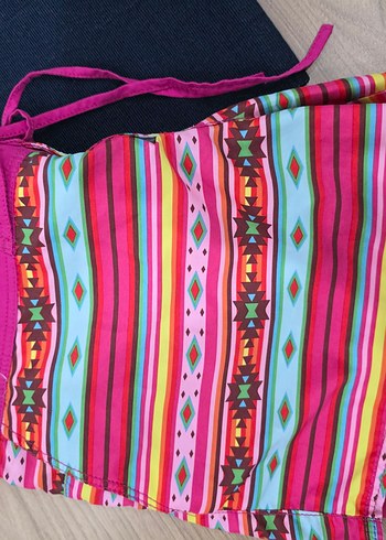 Renkli Bohem Kız Şortu Fermuarlı Cepli - Görsel 3