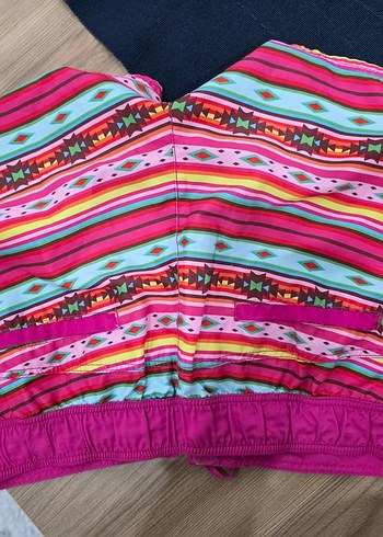 Renkli Bohem Kız Şortu Fermuarlı Cepli - Görsel 2