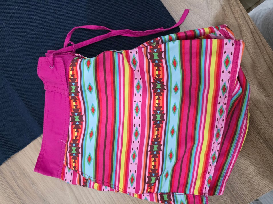 Renkli Bohem Kız Şortu Fermuarlı Cepli - Görsel 3