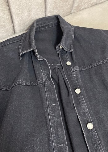 Gri erkek/kadın kot Denim Ceket Düğmeli