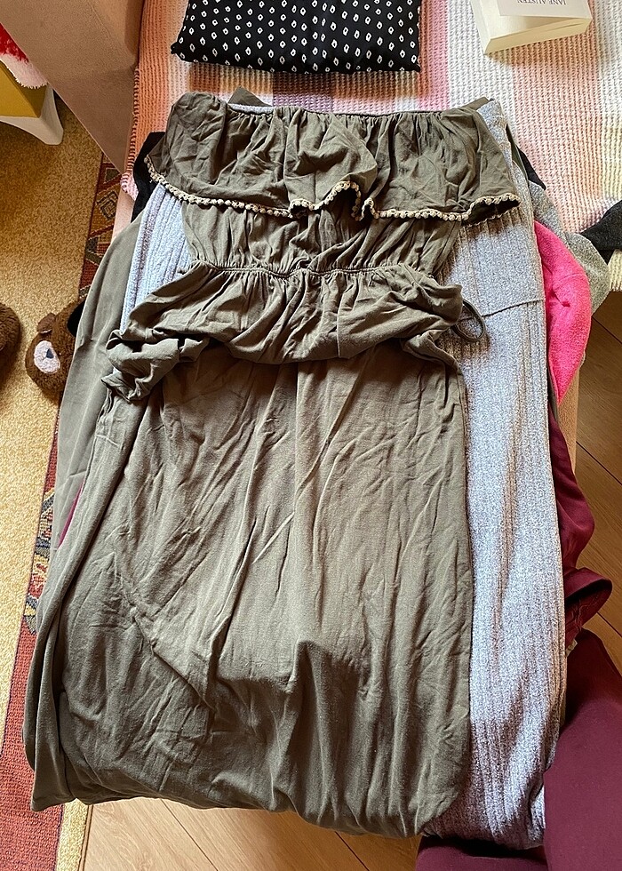 Straplez sahil yeri elbisesi - Görsel 2