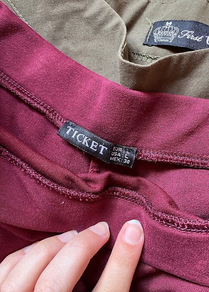 Bordo pamuklu midi etek - Görsel 2