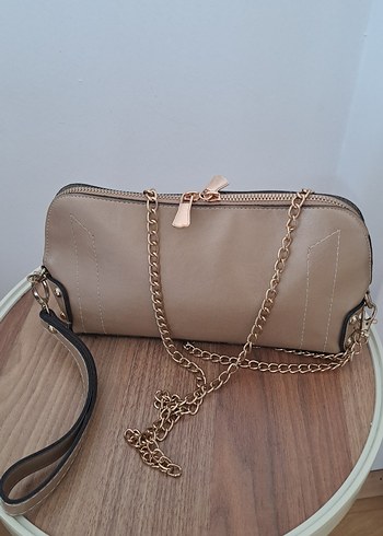 Diğer Diger Zincir Detaylı Bej Deri Kadın Çanta