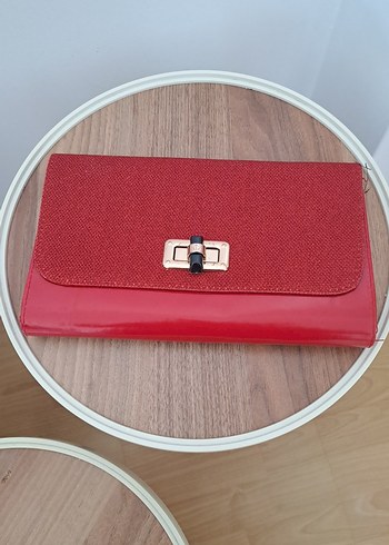 Diğer Kırmızı Deri Tokalı Kadın Portföy Çanta