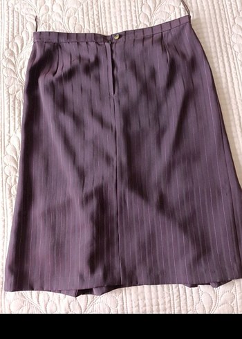 Düz Kahverengi Midi Piliseli Kadın Etek - Görsel 2